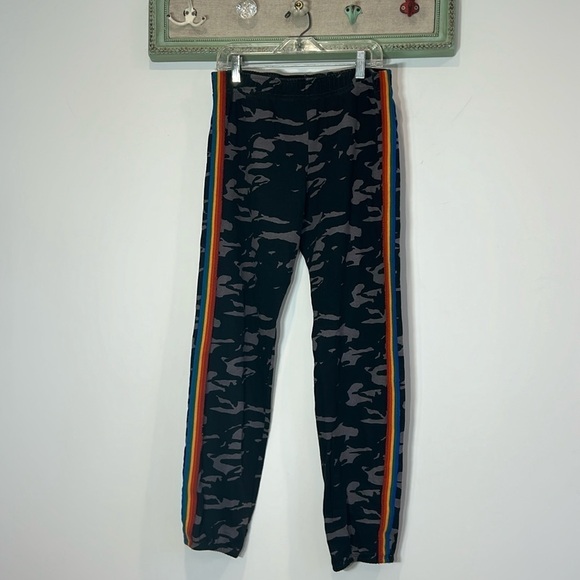 Monrow black grey camo jogger sweatpants with side rainbow striping sample pants - Picture 1 of 8